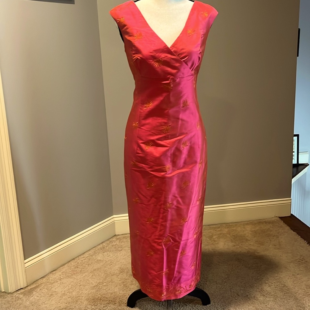 Finity Pink And Orange Embroidered Dress